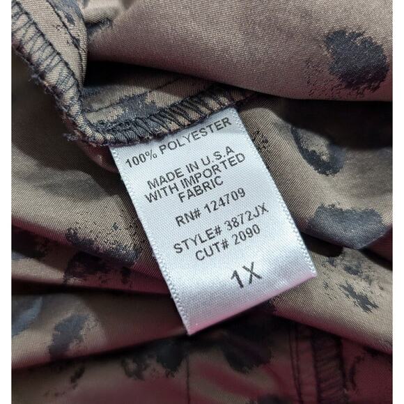 IC Connie K Jacket Black Brown Polka Dot Parachute Tie Front Women's Size 1X - Picture 6 of 7